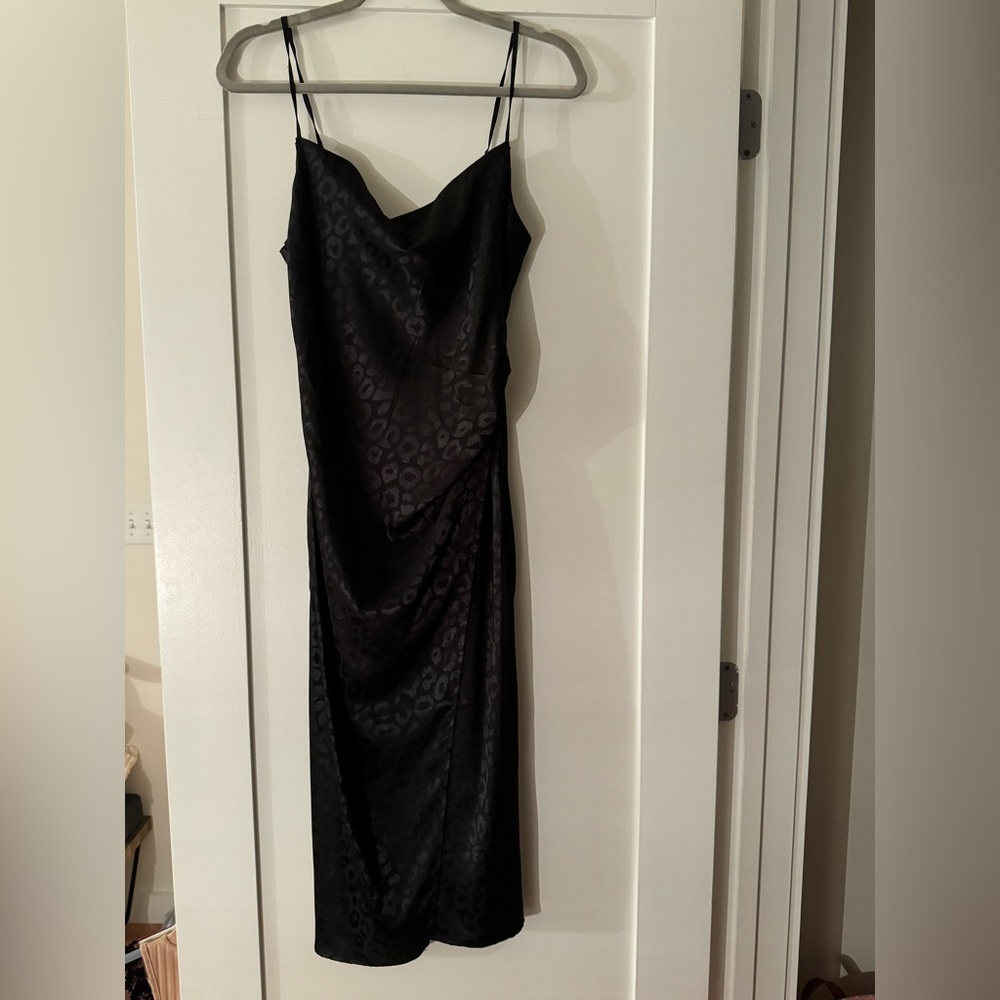 Black Animal Print Silk Dress